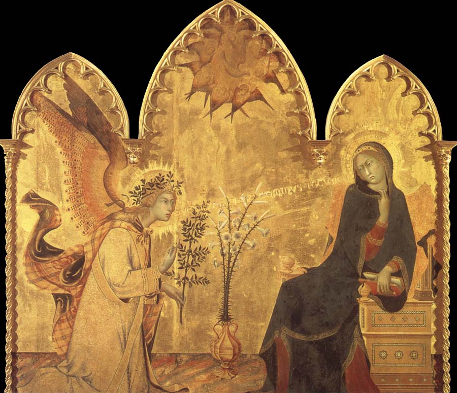 Detail of the Annunciation and two saints